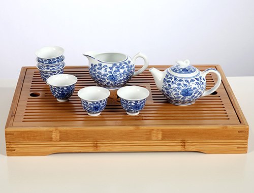 8头手绘青花工夫茶具(缠枝莲)