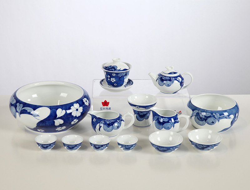22头手绘青花工夫茶具--事事如意