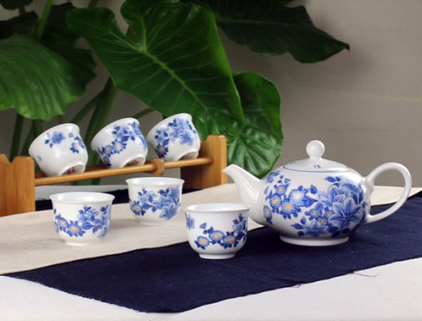 7头手绘青花芬芳茶具